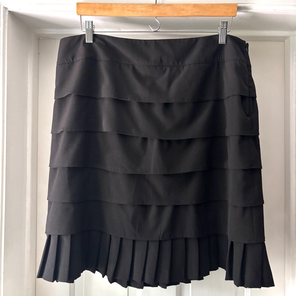 Sandro Sportswear Black Mini Skirt Ruffle Tiered Size 16 NWT